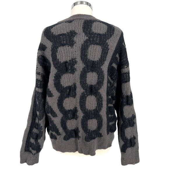 Marc Jacobs The Monogram Distressed Oversized Sweater Gray Black Size XL - Picture 6 of 16